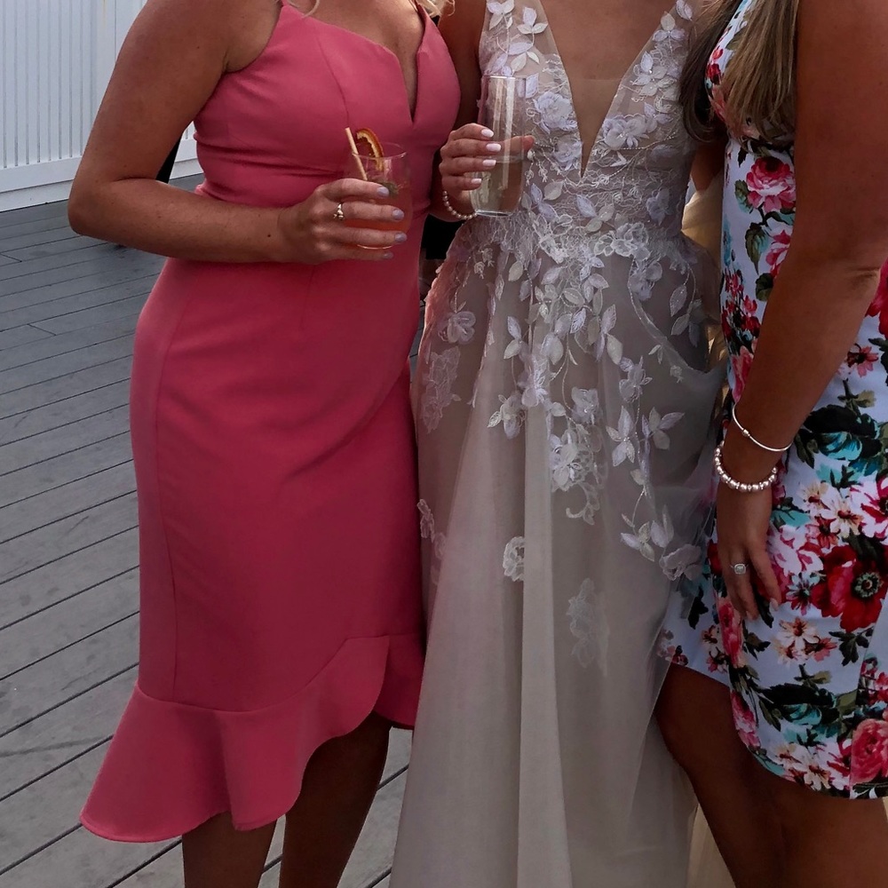 worn one Bardot pink dress